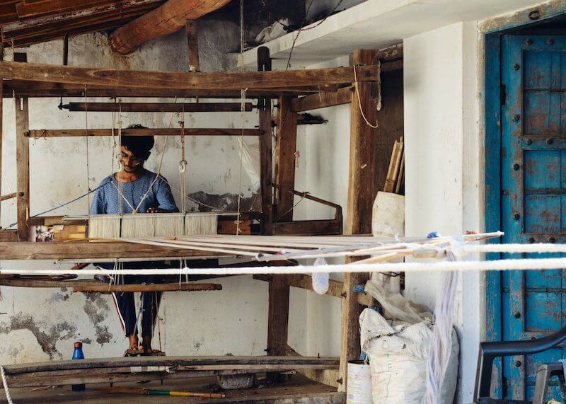 Man working on a handloom
